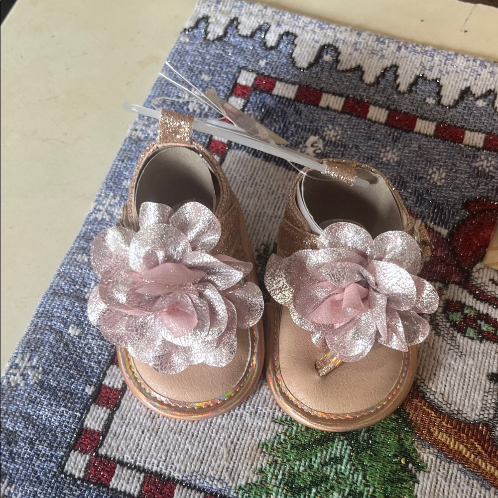Laura Ashley Glittery Pink Flower Dress Shoes
